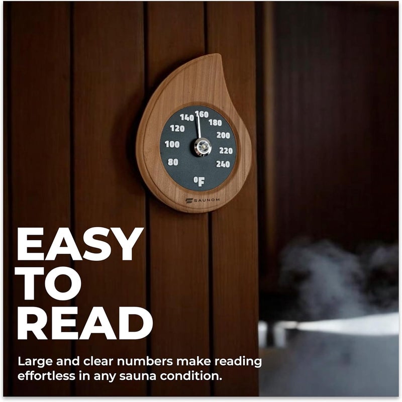 LUMERAM Premium Wooden Sauna Thermometer - Large Numbers, Durable and Long Lasting, Easy to Install Sauna Thermometer Fahrenheit - Image 2